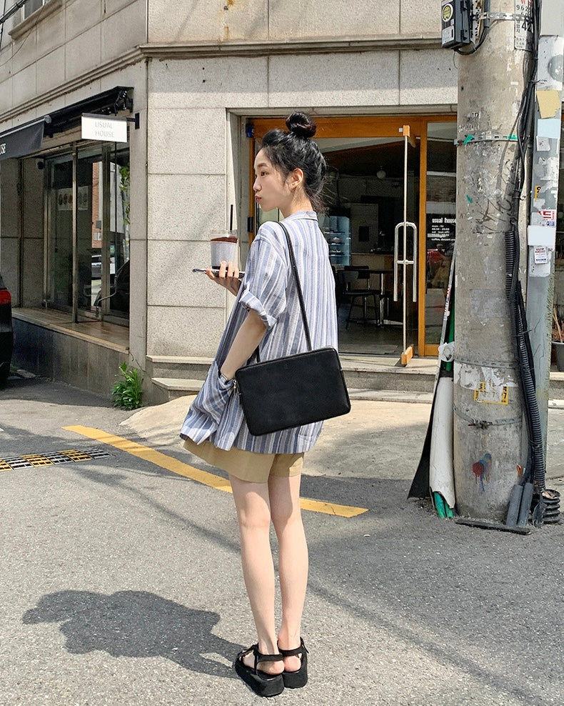 韓國丨寬鬆間紋襯衫
