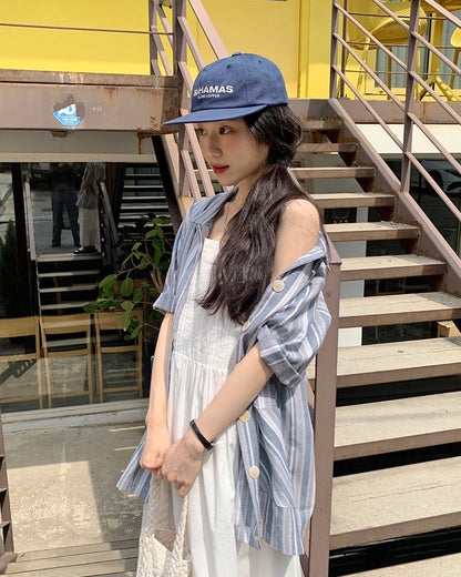 韓國丨寬鬆間紋襯衫