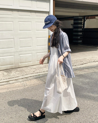 韓國丨寬鬆間紋襯衫