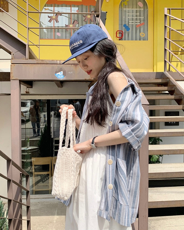 韓國丨寬鬆間紋襯衫