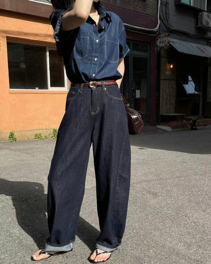 韓國丨短袖牛仔襯衫