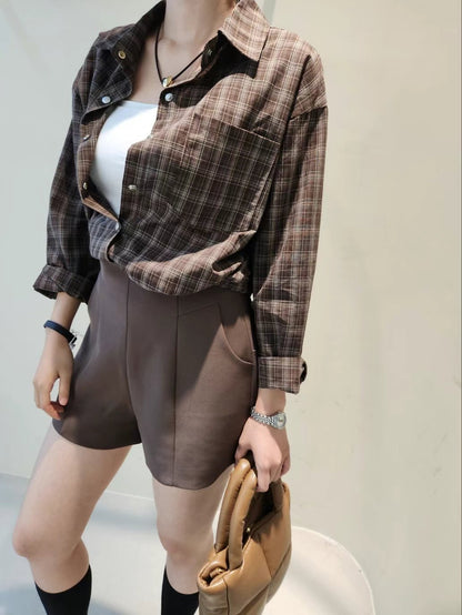 韓國丨格紋綁帶TOP