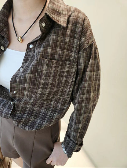 韓國丨格紋綁帶TOP