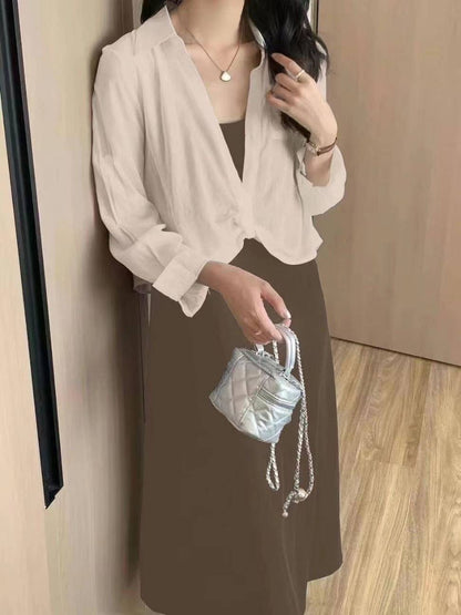 韓國丨吊帶外套裙SET