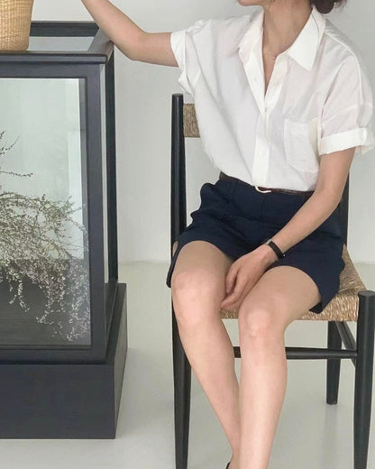 韓國丨單袋鈕扣襯衫