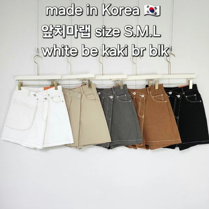 韓國丨高腰斜邊短裙褲