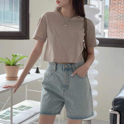 韓國丨日常短款純色TEE
