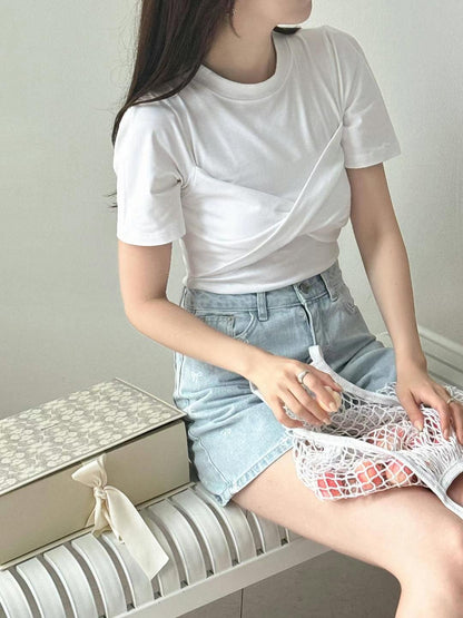 韓國丨純色扭結TEE