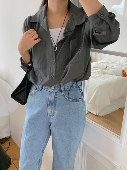 韓國丨V-NECK COLLAR SHIRT