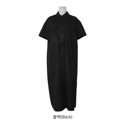 韓國丨純棉雙口袋綁帶OPS