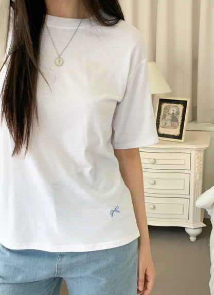 韓國丨蝴蝶結刺繡TEE