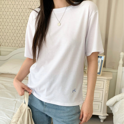 韓國丨蝴蝶結刺繡TEE