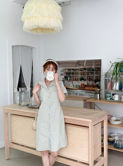 韓國丨COLLAR STRING DRESS