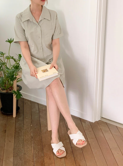 韓國丨COLLAR STRING DRESS
