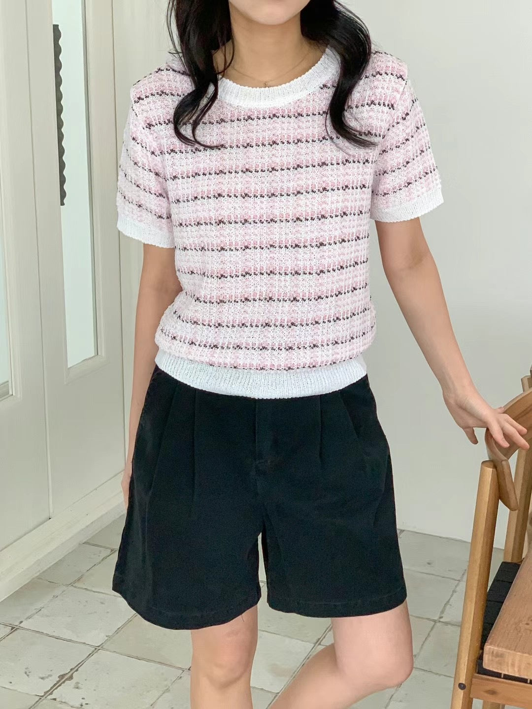 韓國丨撞色間紋TOP
