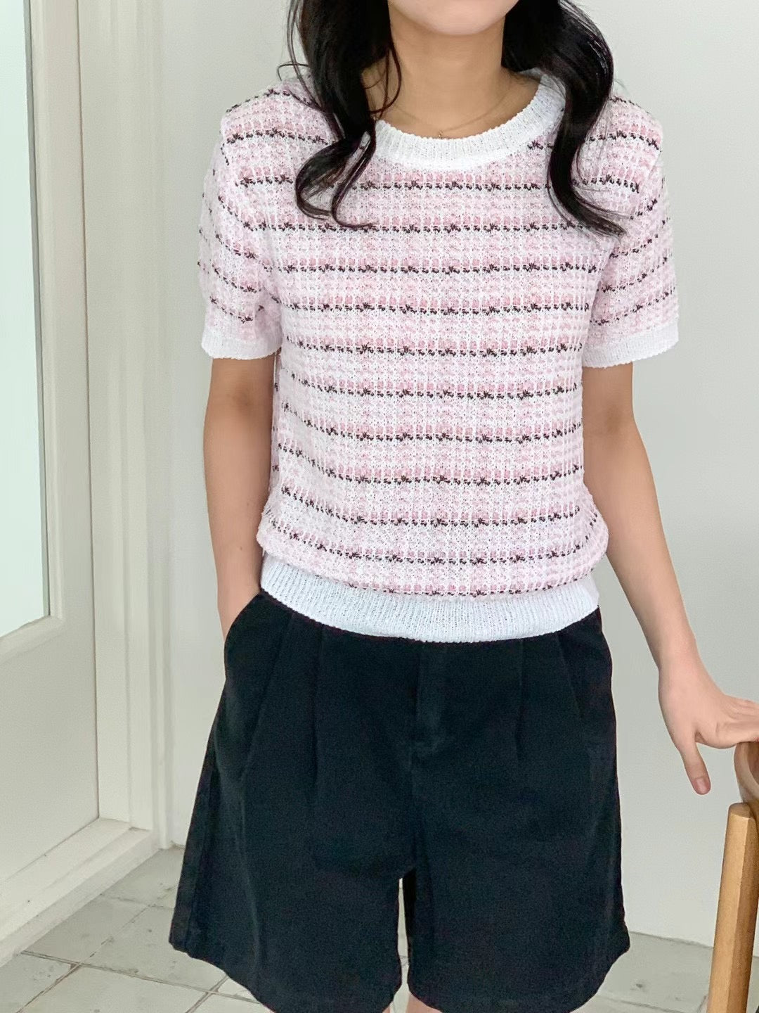 韓國丨撞色間紋TOP