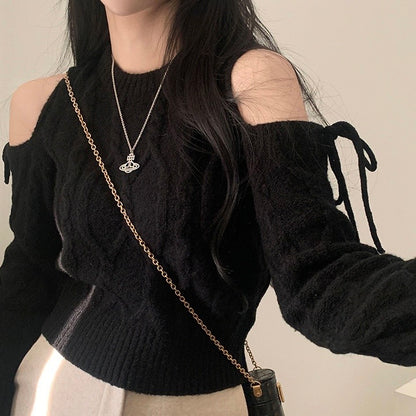韓國丨短款露肩綁帶TOP