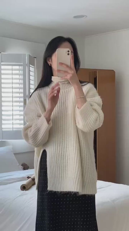 韓國丨側開叉針織