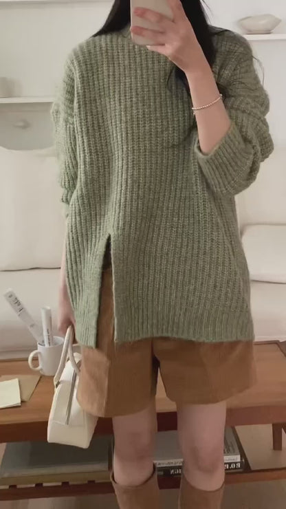 韓國丨側開叉針織